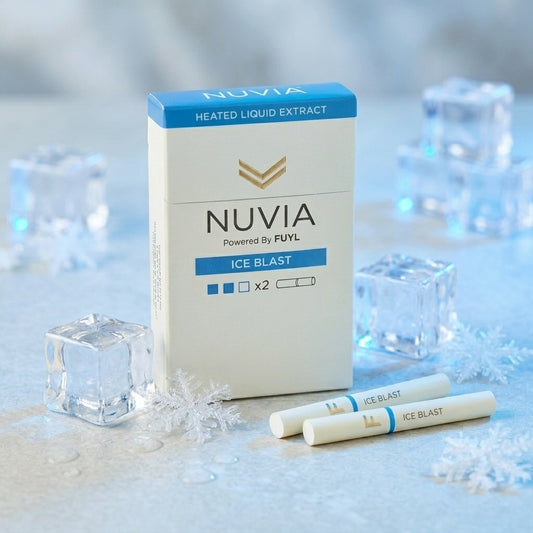 Caixa do Refil Nuvia Ice Blast powered by FUYL com pack de 2 sticks