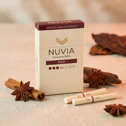 Caixa do Refil Nuvia Rich powered by FUYL com pack de 2 sticks