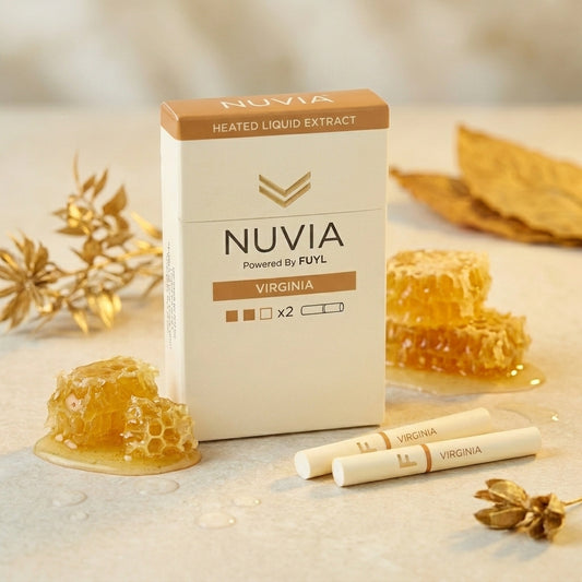 Caixa do Refil Nuvia Virginia powered by FUYL com pack de 2 sticks